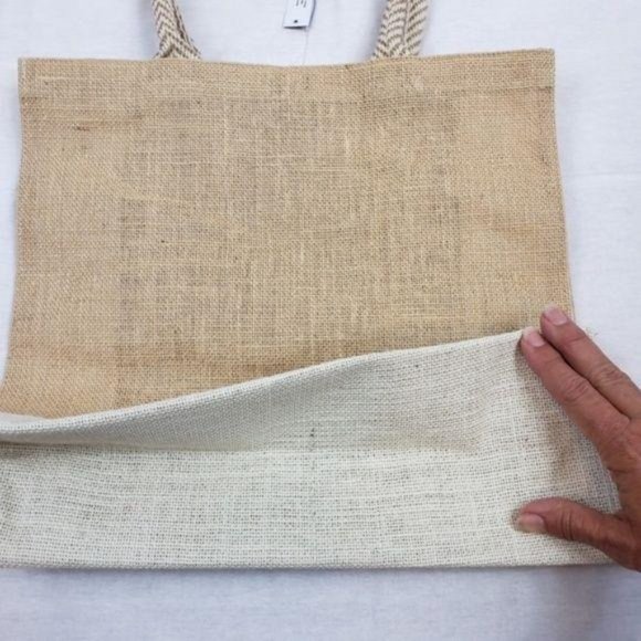 Woven Chic Beige Beach Canvas Tote Bag Rope Handle Shopping Purse Tote NWT - Picture 4 of 5